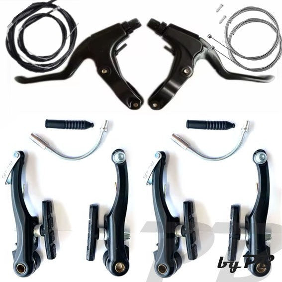 Fahrrad V-Brake Alu Bremsenset Felgenbremse HR VR Komplett Satz Bremshebel Züge