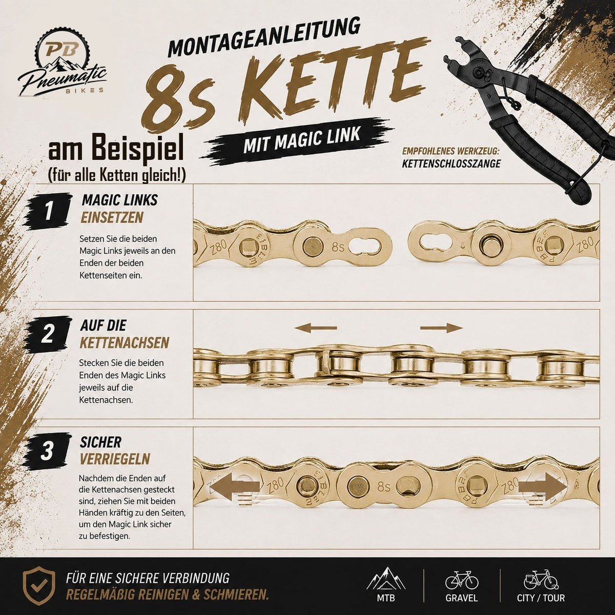 Fahrradkette Ersatz für Shimano 8/9/10/11 fach Schaltung 116 Glieder Kette Link