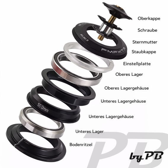 Steuersatz Lager Fahrrad tapered integriert 34/44/50.6/55/56mm MTB 1-1/8" Vorbau