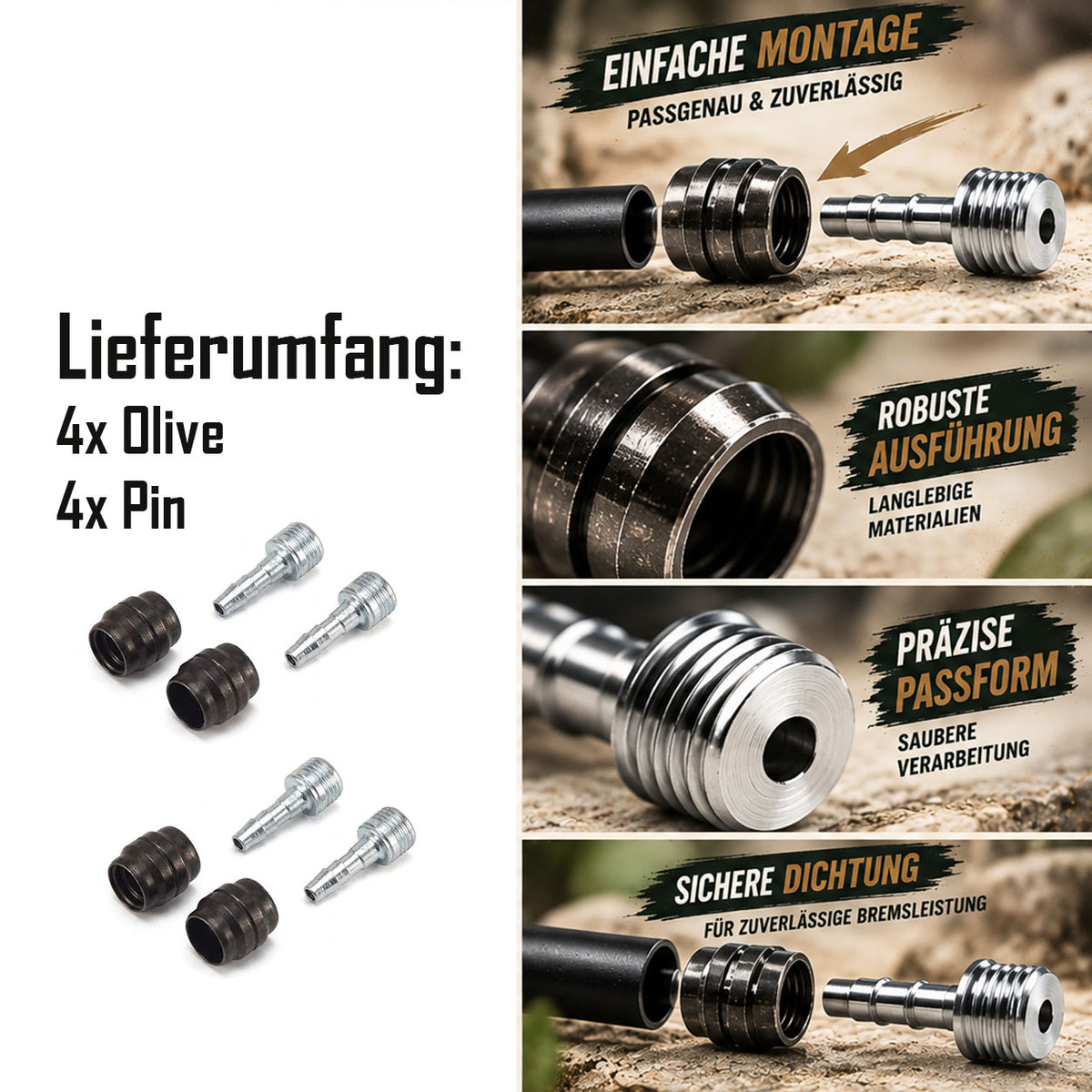 4x Klemmring Olive + Insert Pin Stützhülse passt für Magura  MT2 MT4 MT5 MT6 MT7