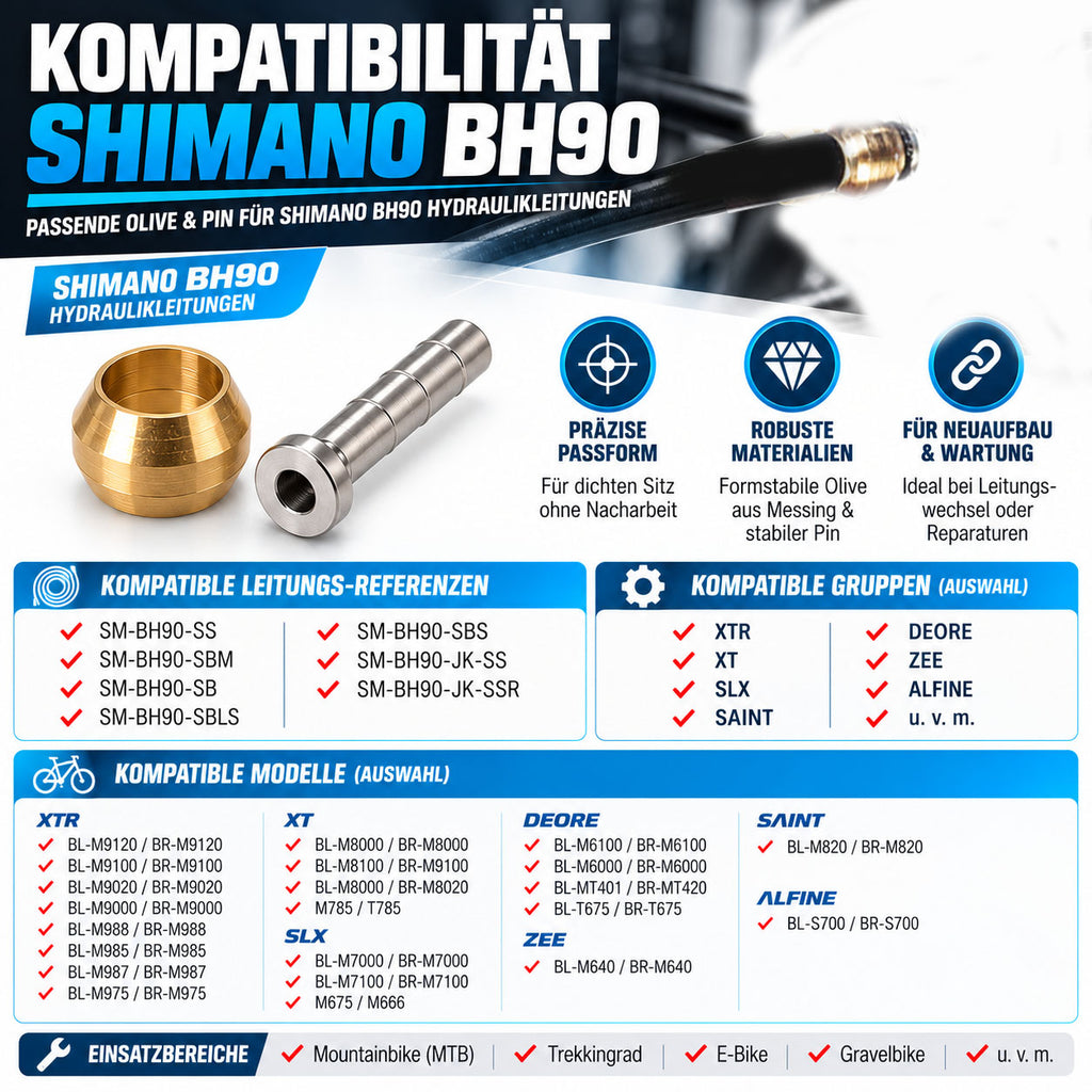 4x Olive und Insert-Pin passend für Shimano SM-BH90 Hydraulikleitung K-SMBHD1030