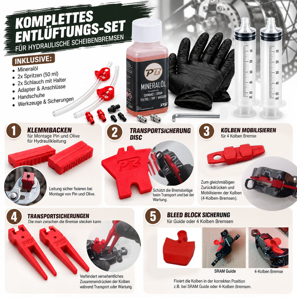 XXL Entlüftungskit für Sram Bremsen inkl Mineralöl -Maven DB8 Motive Service Kit