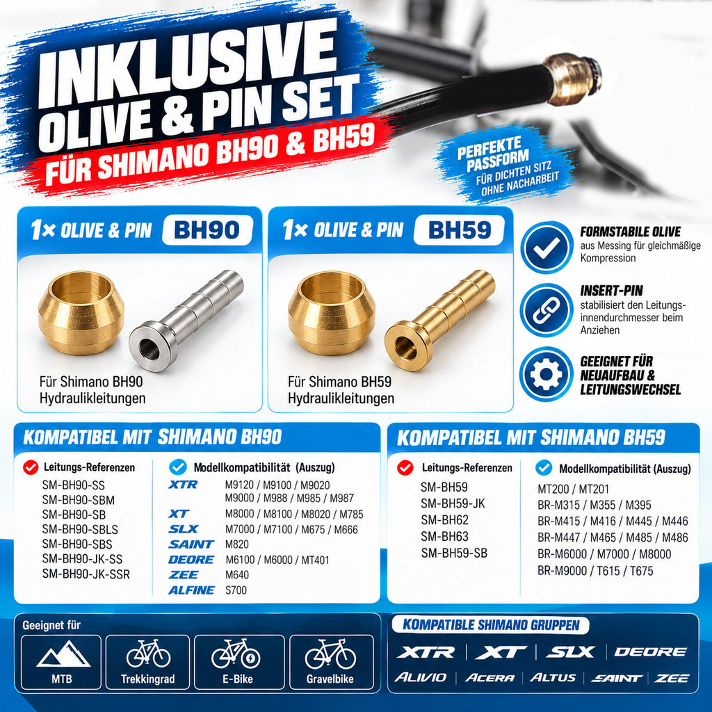 Entlüftungskit für Shimano Bremsen Service Kit inkl Mineralöl SLX/XT/ULTEGRA/105