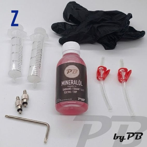 Entlüftungskit für Zoom Bremsen Service Kit inkl. Mineralöl + Handschuhe