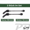 Fahrrad Schnellspanner Set  für Hohlachsen mit Alu Hebel 100 u. 130-135 mm Achse