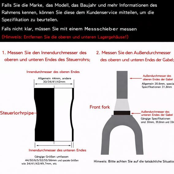 Steuersatz Lager Fahrrad tapered integriert 34/44/50.6/55/56mm MTB 1-1/8" Vorbau
